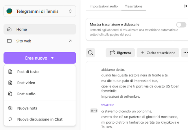 Dettatura a Substack